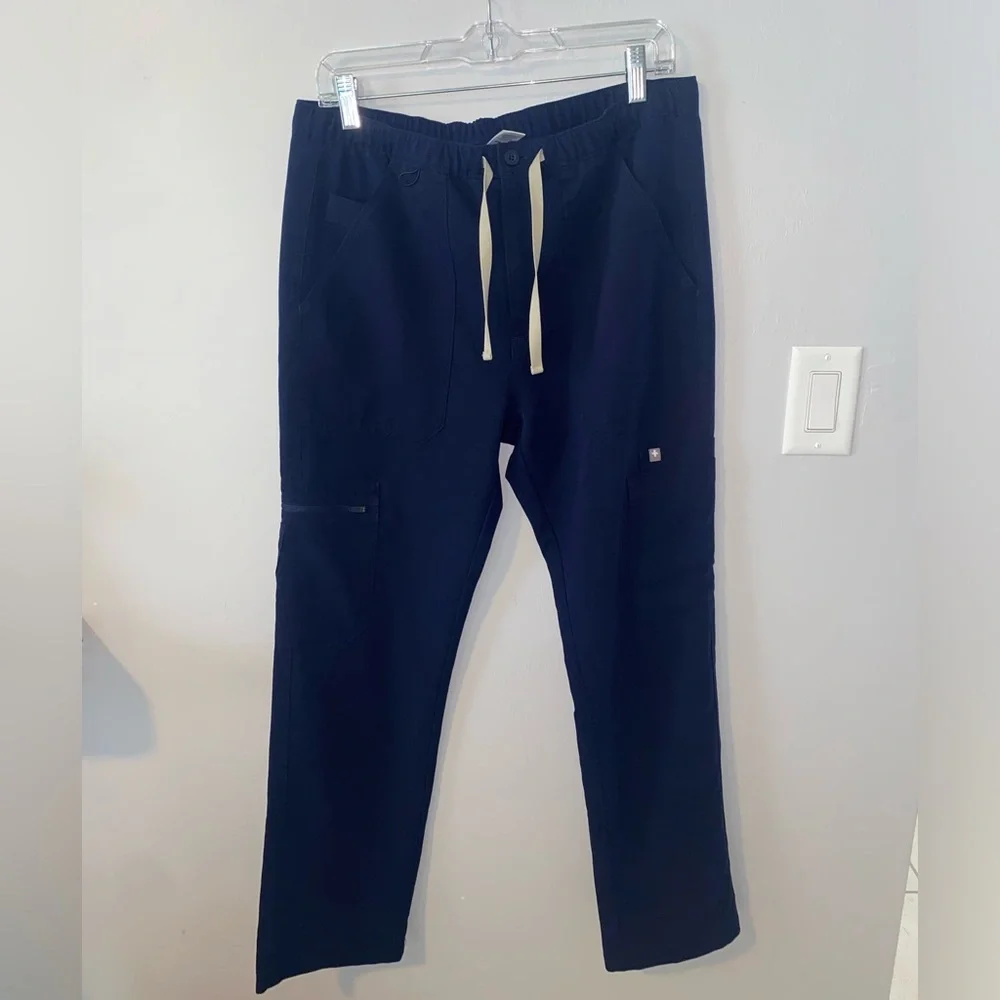 Figs Scrub Pants Men's Medium Dark Blue Polyester Cairo Cargo Scrub Pants